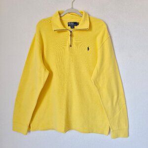 Vintage Polo by Ralph Lauren Pony Cotton 1/4 Zip Pullover Sweater Yellow